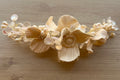 Tocado Novia Perlas Flores Ceramica Hilo Dorado