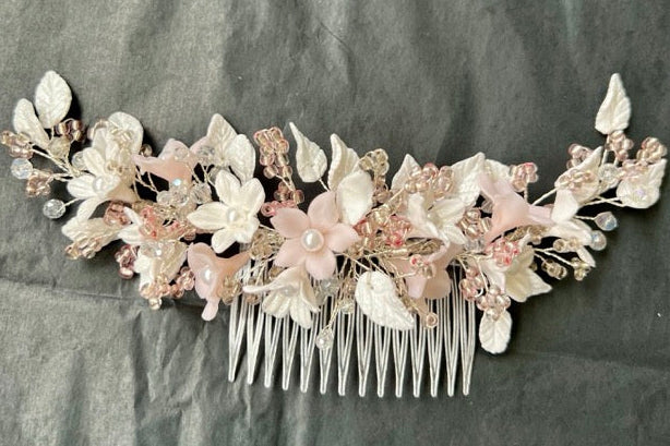 Tocado Azahar Blanco y Rosado