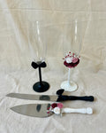 Set torta Novios copas y cuchillos