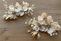 Tocado Novia Set 2 Pinches Flores Nacar