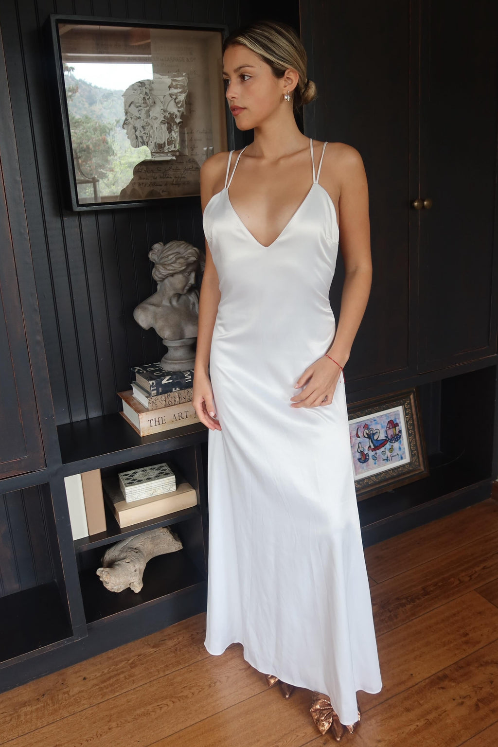 Modelo Lencero – Crepé Satín con Doble Tirante Spaghetti